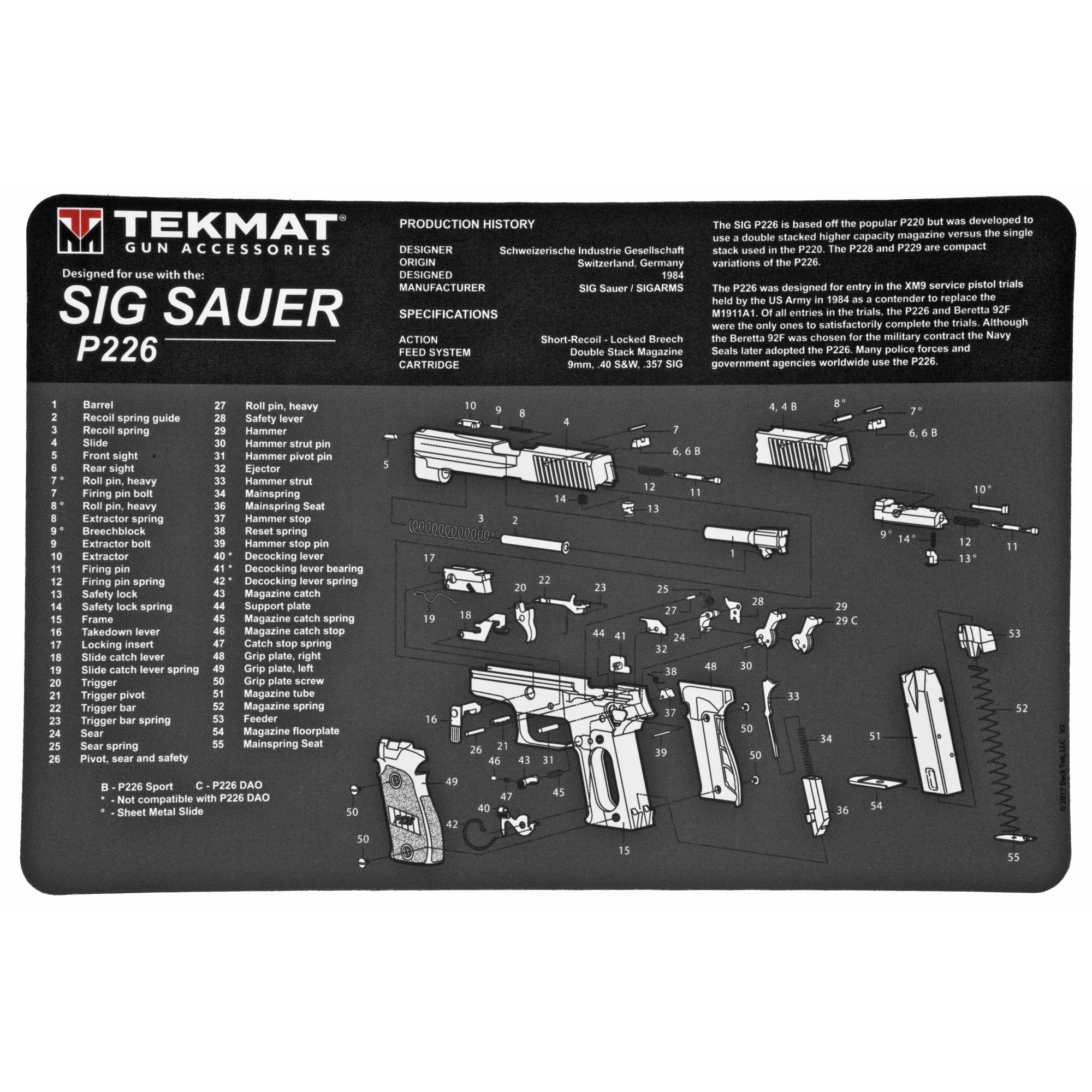 Tekmat Pistol Mat Sig P226 Blk